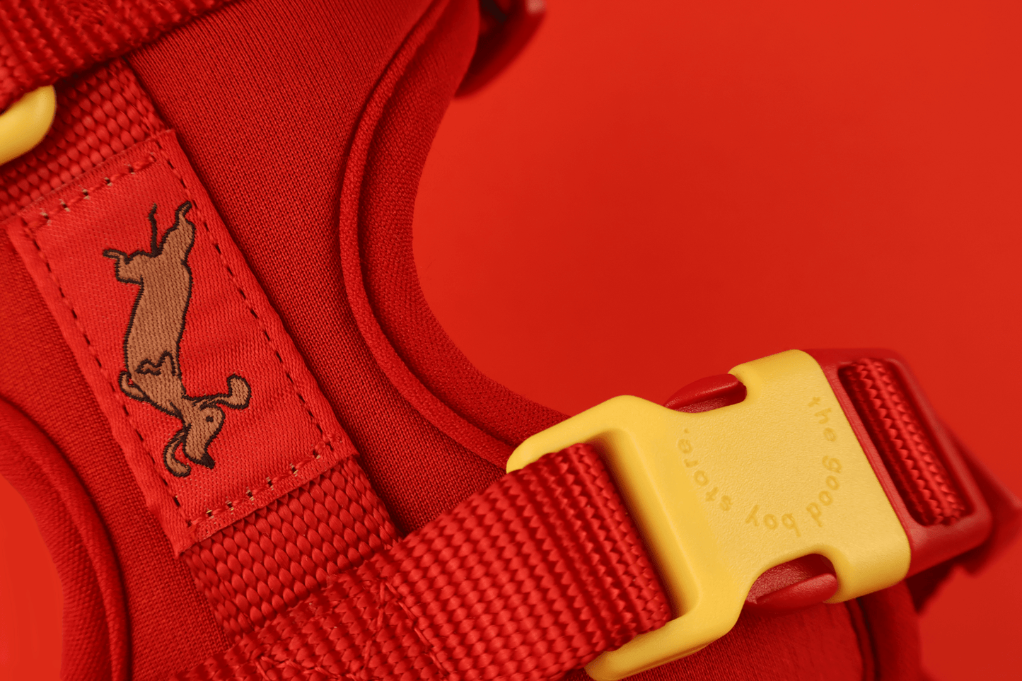 "Berry Rad" Dog Harness. Red Dog Harness with Yellow Detailing, Perfect for as a Small Dog Harness and a Big Dog Harness.
