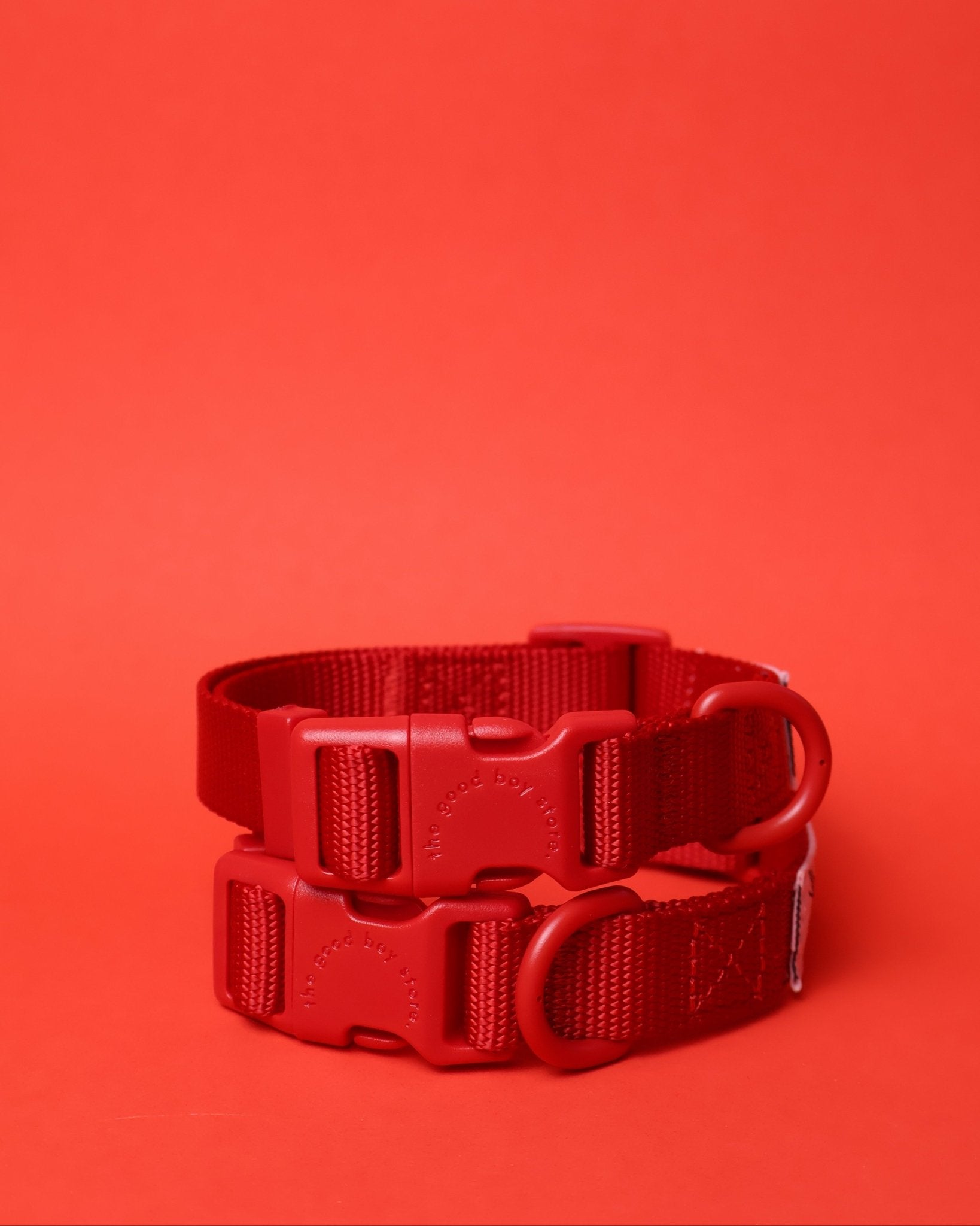 "Ruby" Dog Collar - The Good Boy Store. Classic Red Dog Collar: Adjustable with Quick Release Buckles.