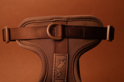 "Truffle" Dog Harness - The Good Boy Store. Chocolate Brown Dog Harness with Matching Detailing. Adjustable and Quick Release